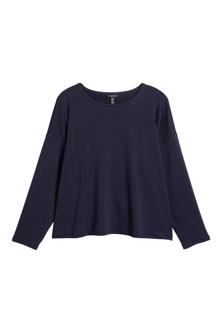 Crewneck Long Sleeve Crop Top, Alternate, color, INK