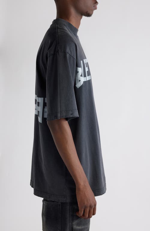 Balenciaga Black T-shirt With Lettering Logo Printed On The Front And Back In Cotton Man In 1041 Faded Washed Black