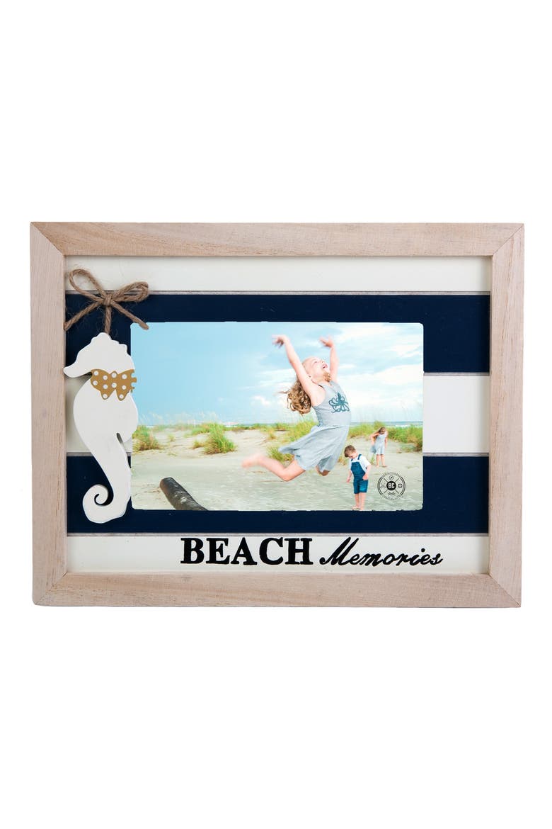 4x6 Seahorse "Beach Memories" Wood Photo Picture Frame, Main, color, Beige