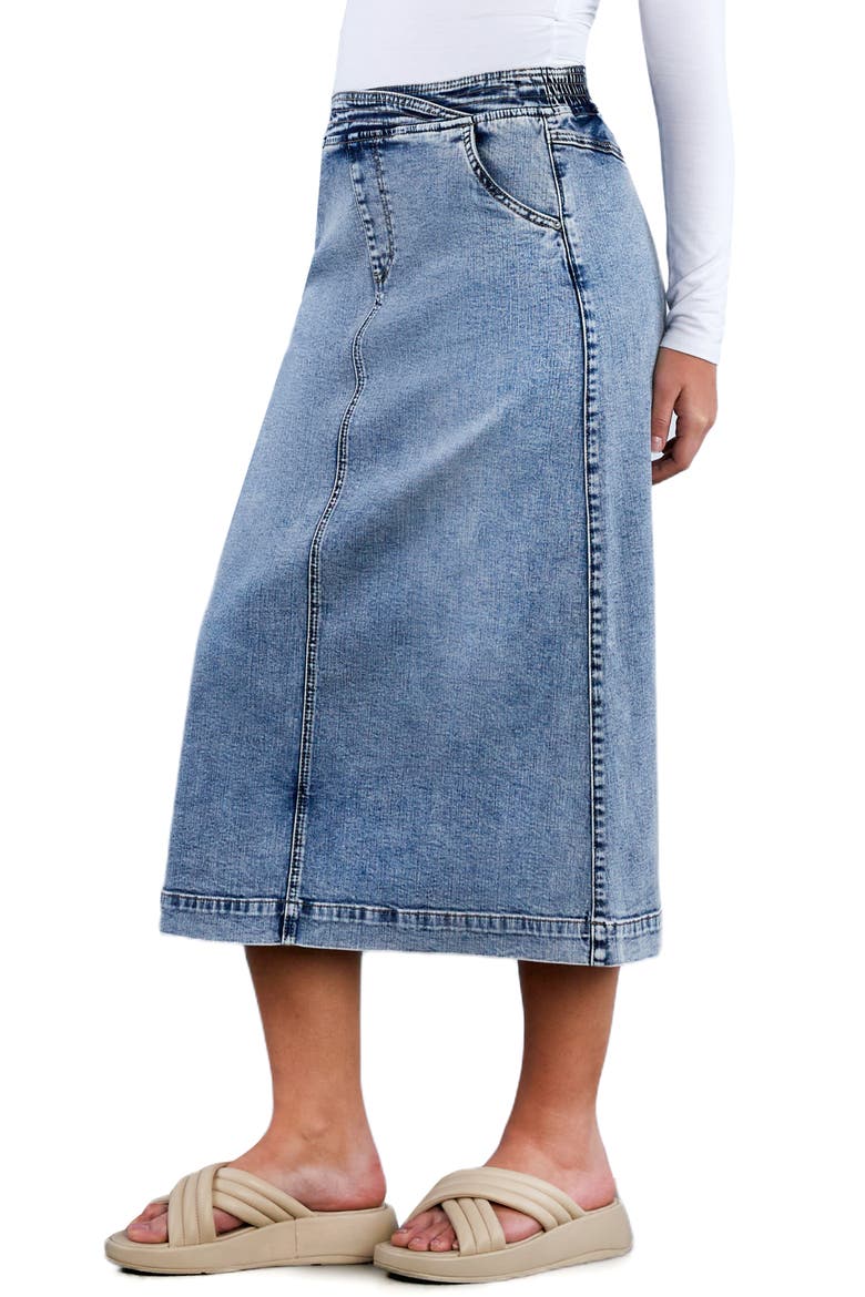 Denim Midi Skirt, Alternate, color, NO FRILLS BLUE