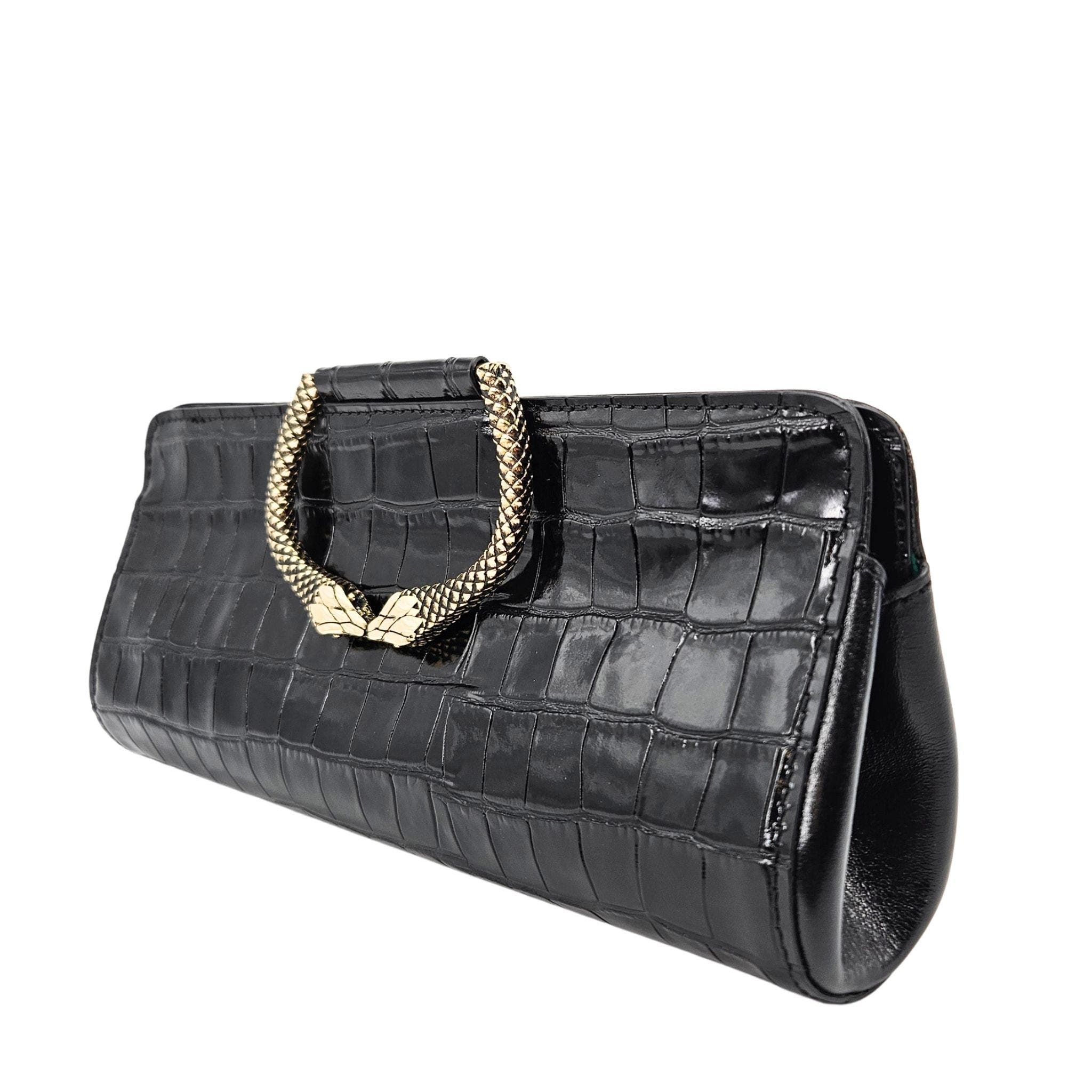 Madison Maison Moc Croc Clutch, Alternate, color, Black