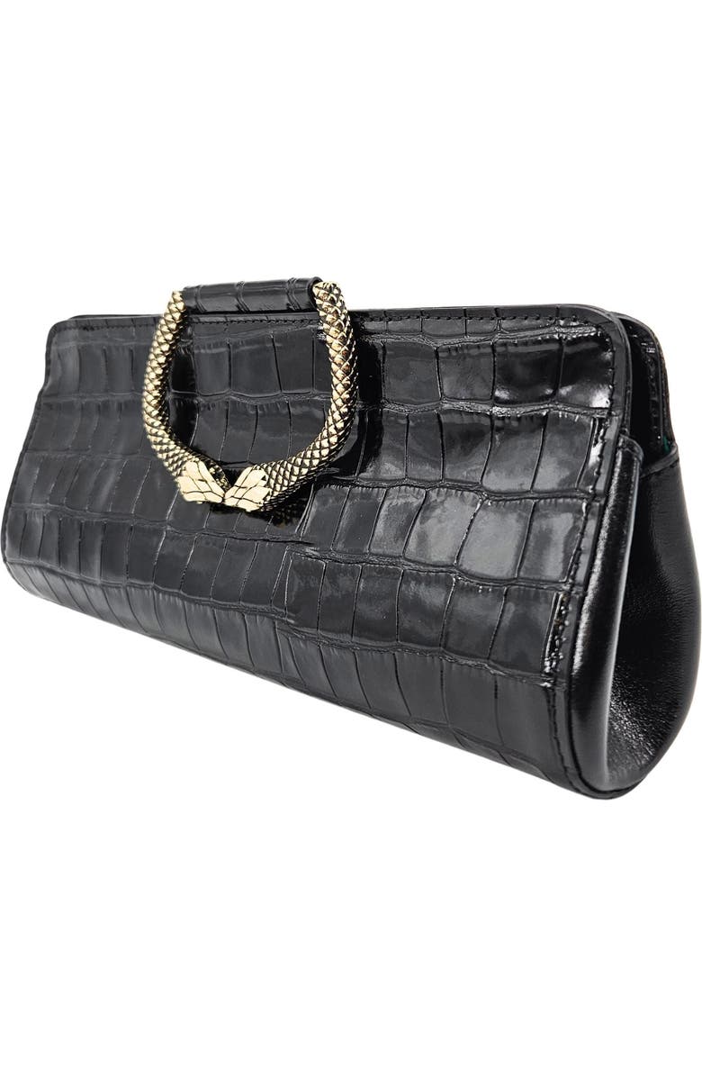 Madison Maison Moc Croc Clutch, Alternate, color, Black