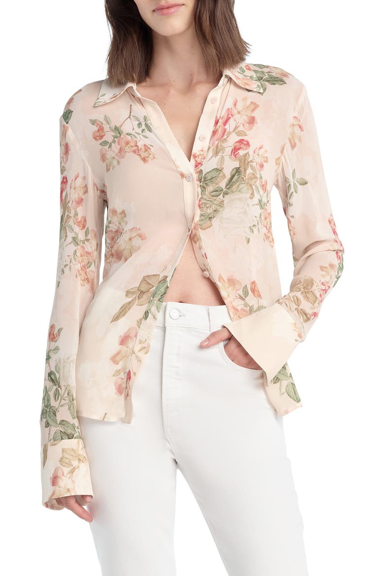 The Bailey Georgette Button-Up Shirt, Main, color, LIGHT PEACH ROSE G