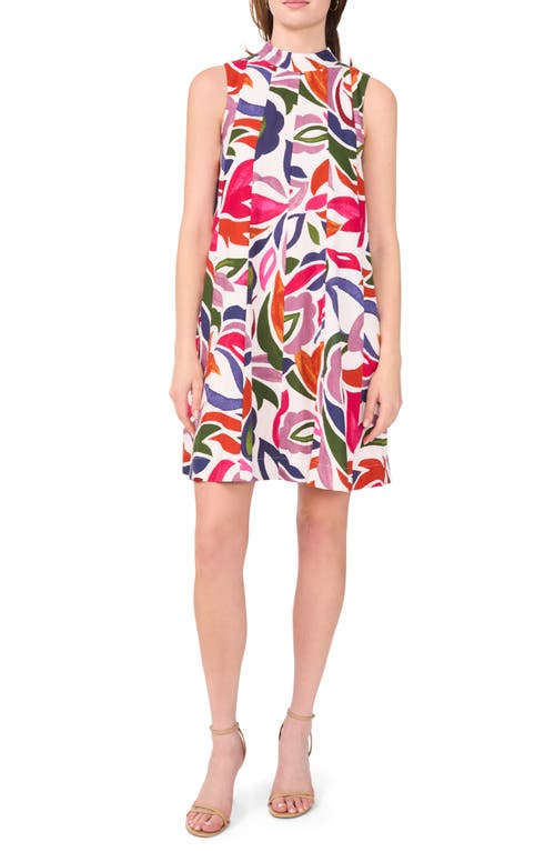 Halogenr Halogen(r) Floral Panel Linen Blend Dress In New Ivory