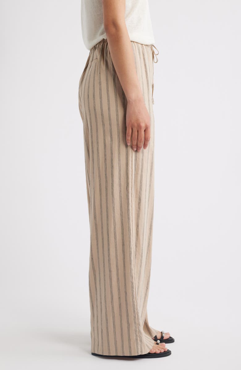 Nordstrom Linen Blend Wide Leg Pants, Alternate, color, Tan- Black Sonjay Stripe