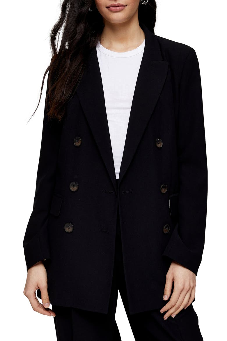 Double Breasted Blazer, Main, color, BLACK