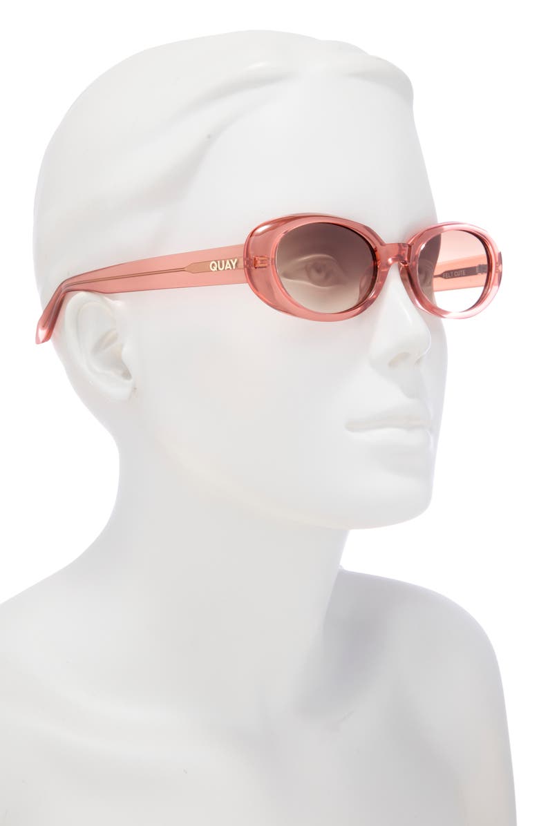 QUAY Felt Cute 52mm Gradient Small Oval Sunglasses, Alternate, color, Primrose/ Sepia