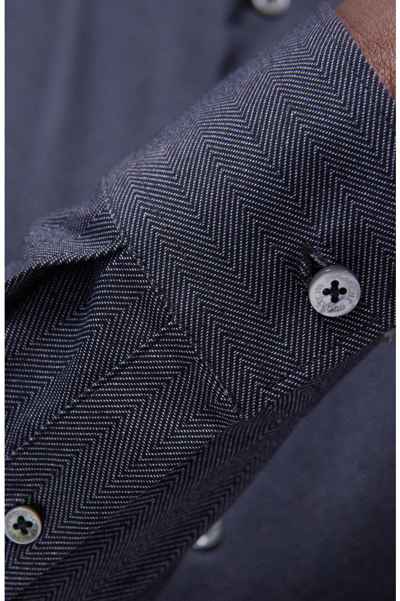 Jimmy OoohCotton® Herringbone Button-Up Shirt, Alternate, color, BLACK
