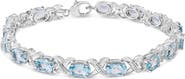 Haus of Brilliance Silver 16.0 Cttw Oval Blue Topaz and Diamond Accent Tennis X Link Bracelet
