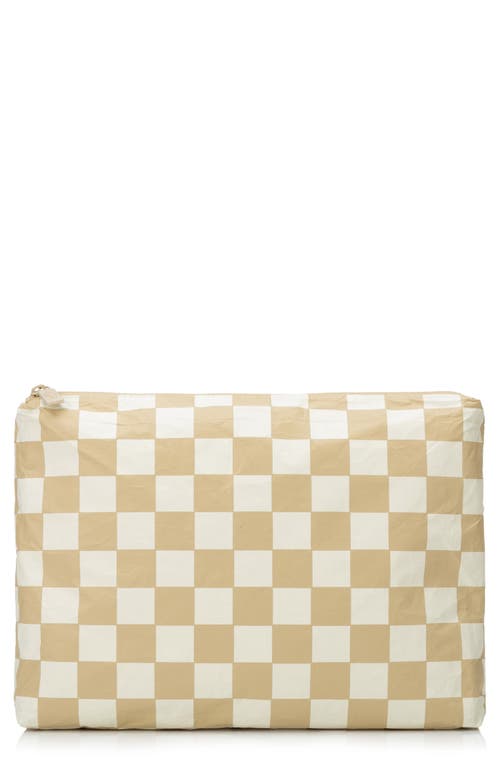 Aloha Collection Checkmate Medium Water Resistant Tyvek® Zip Pouch in Creme/Dune