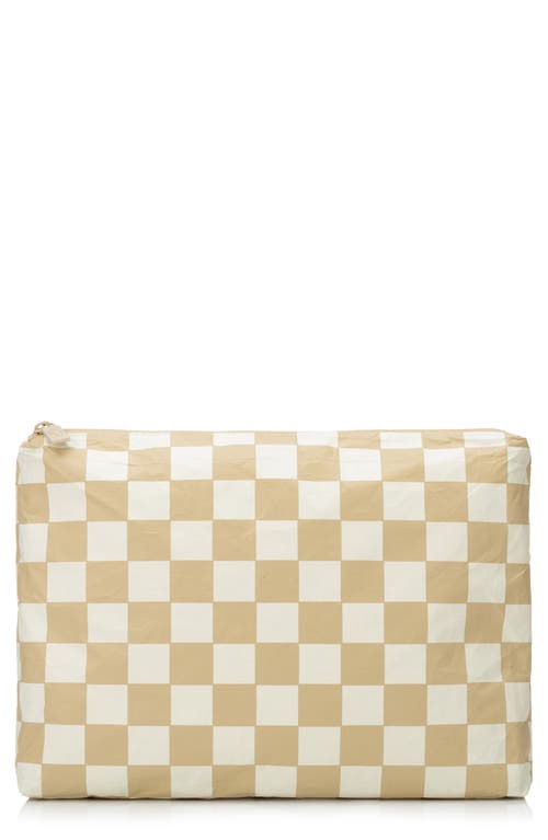 Aloha Collection Checkmate Medium Water Resistant Tyvek® Zip Pouch in Creme/Dune 