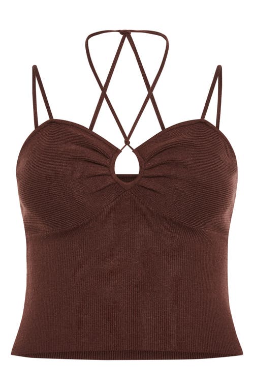 City Chic Jez Rib Strappy Camisole In Brown