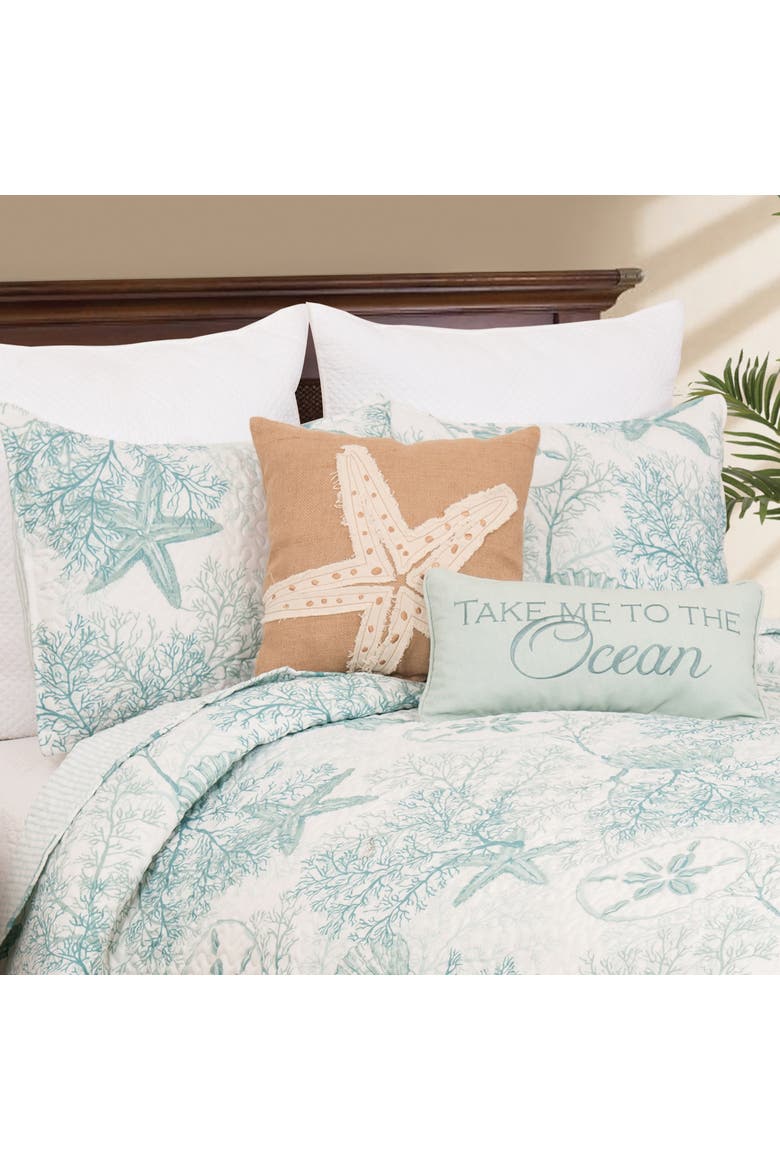 Ocean Treasures Starfish Sand Dollar Quilt Set, Alternate, color, Blue