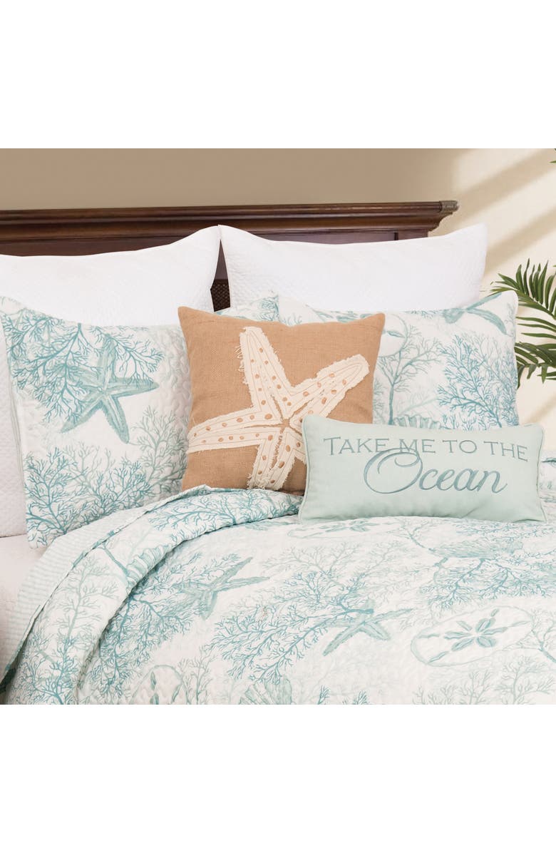 C&F Home Ocean Treasures Starfish Sand Dollar Quilt Set, Alternate, color, Blue