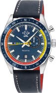 GV2 Regatta Stainless Steel Swiss Quartz Leather Strap Watch, 42mm