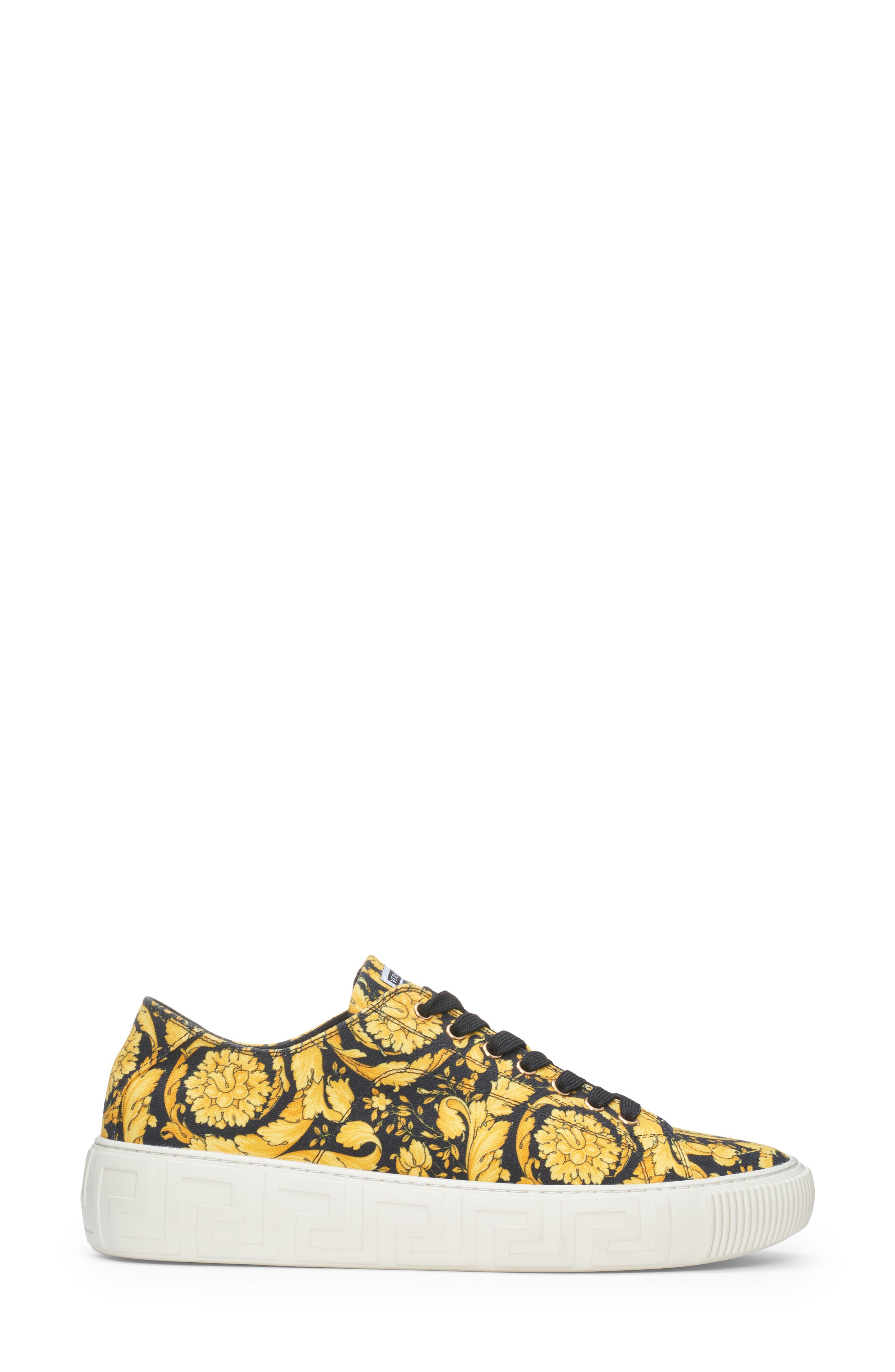 Versace Greca Barocco Print Low Top Sneaker, Alternate, color, Black Gold Black-Versace Gold