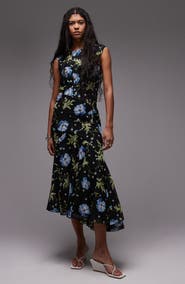 Topshop Godet Hem Midi Cocktail Dress