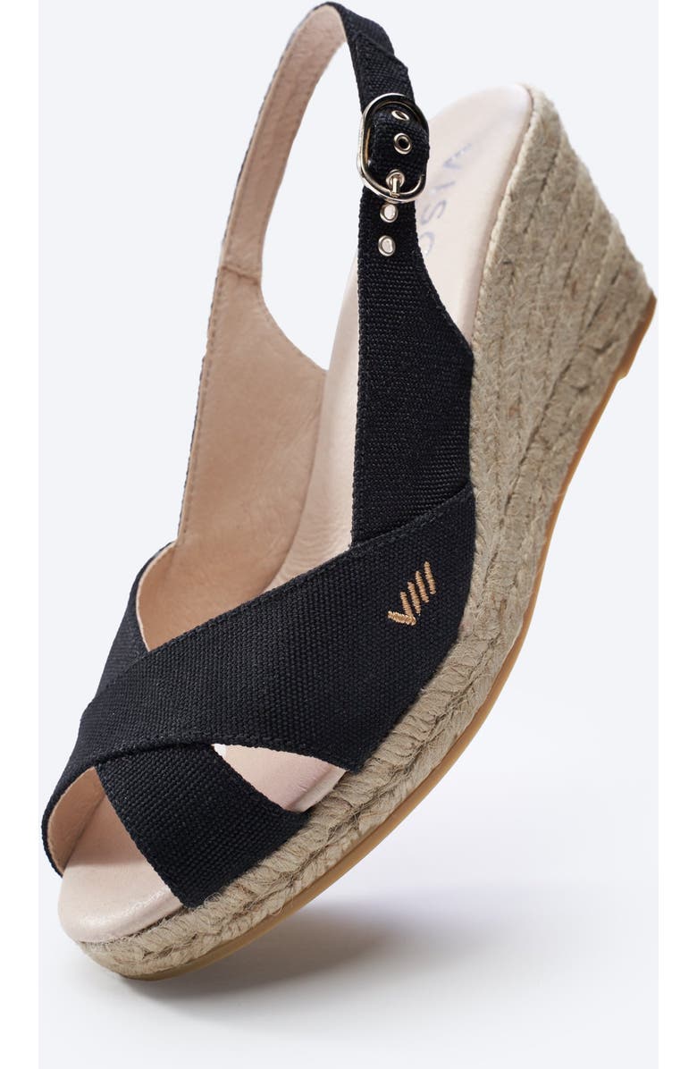 VISCATA Llansa Canvas Espadrille Sandal Wedges, Alternate, color, Black