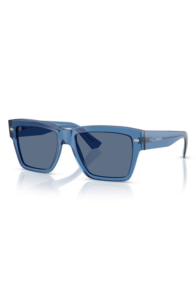 Dolce&Gabbana 55mm Square Sunglasses, Alternate, color, Transparent Blue / Dark Blue