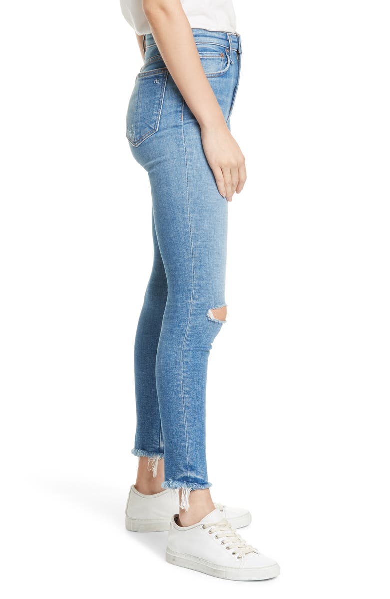rag & bone Nina Ripped Fray Hem Ankle Skinny Jeans, Alternate, color, 