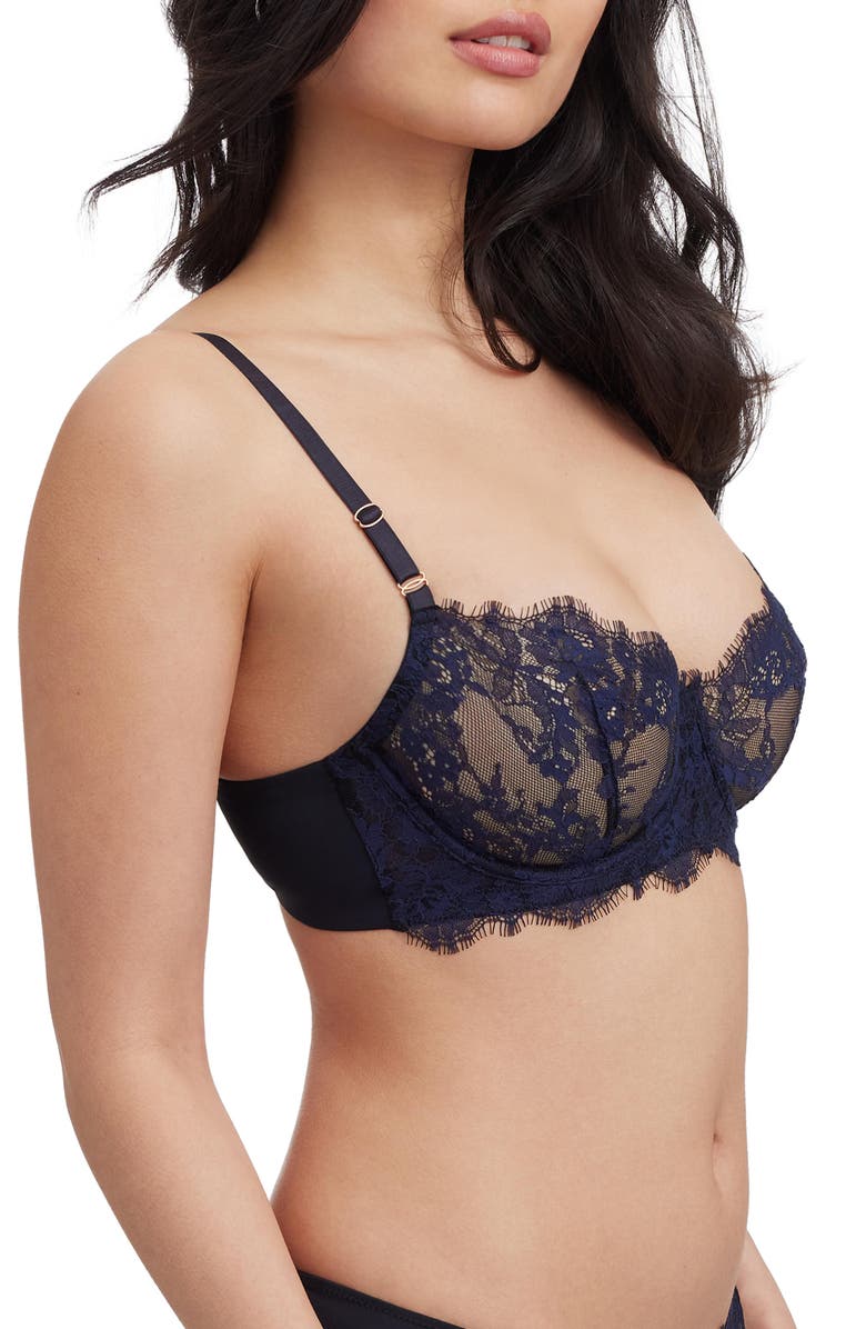 Skarlett Blue Entice Lace Balconette Underwire Bra, Alternate, color, Black/Midnight