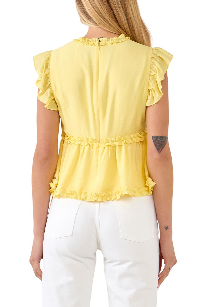 Ruffle Trim Empire Waist Blouse, Alternate, color, YELLOW