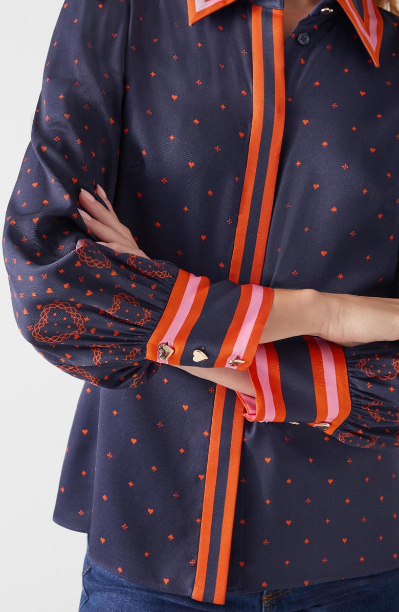 LK Bennett Honey Playing Cards Shirt, Alternate, color, Navy Multi