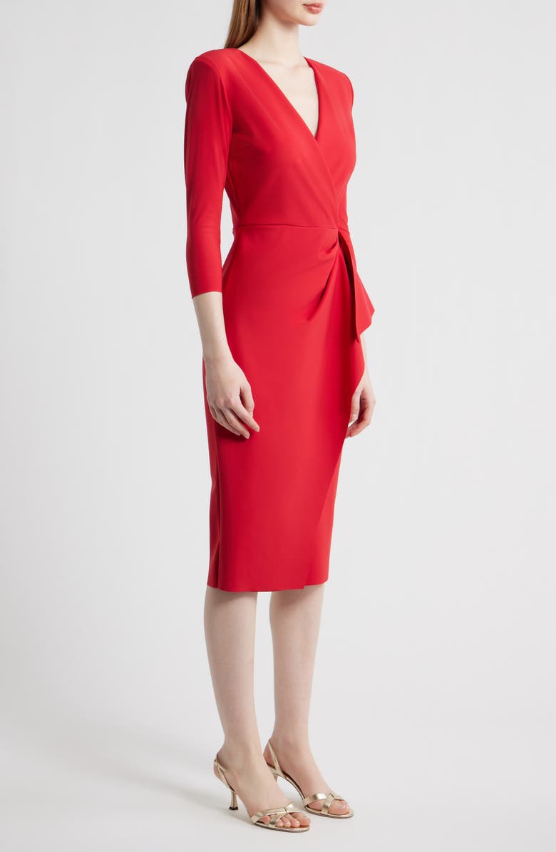 Chiara Boni La Petite Robe Zuhur Pleated Cocktail Sheath Dress, Alternate, color, Ruby