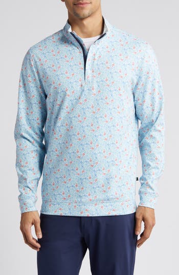 Swannies Milton Scatter Print Quarter Zip Golf Pullover In Sky Fore