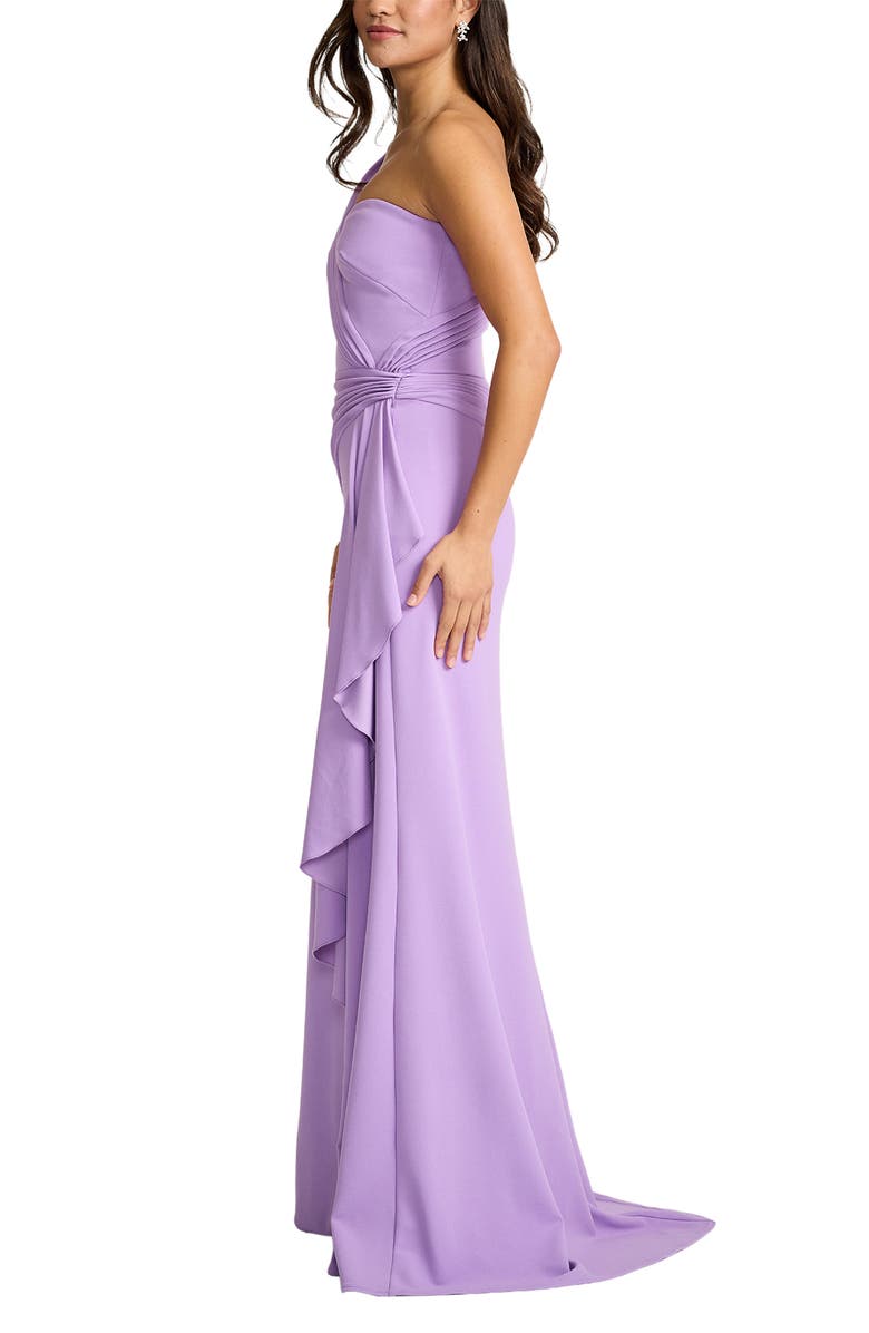 Tadashi Shoji Ruffle One-Shoulder Crepe Gown, Alternate, color, 