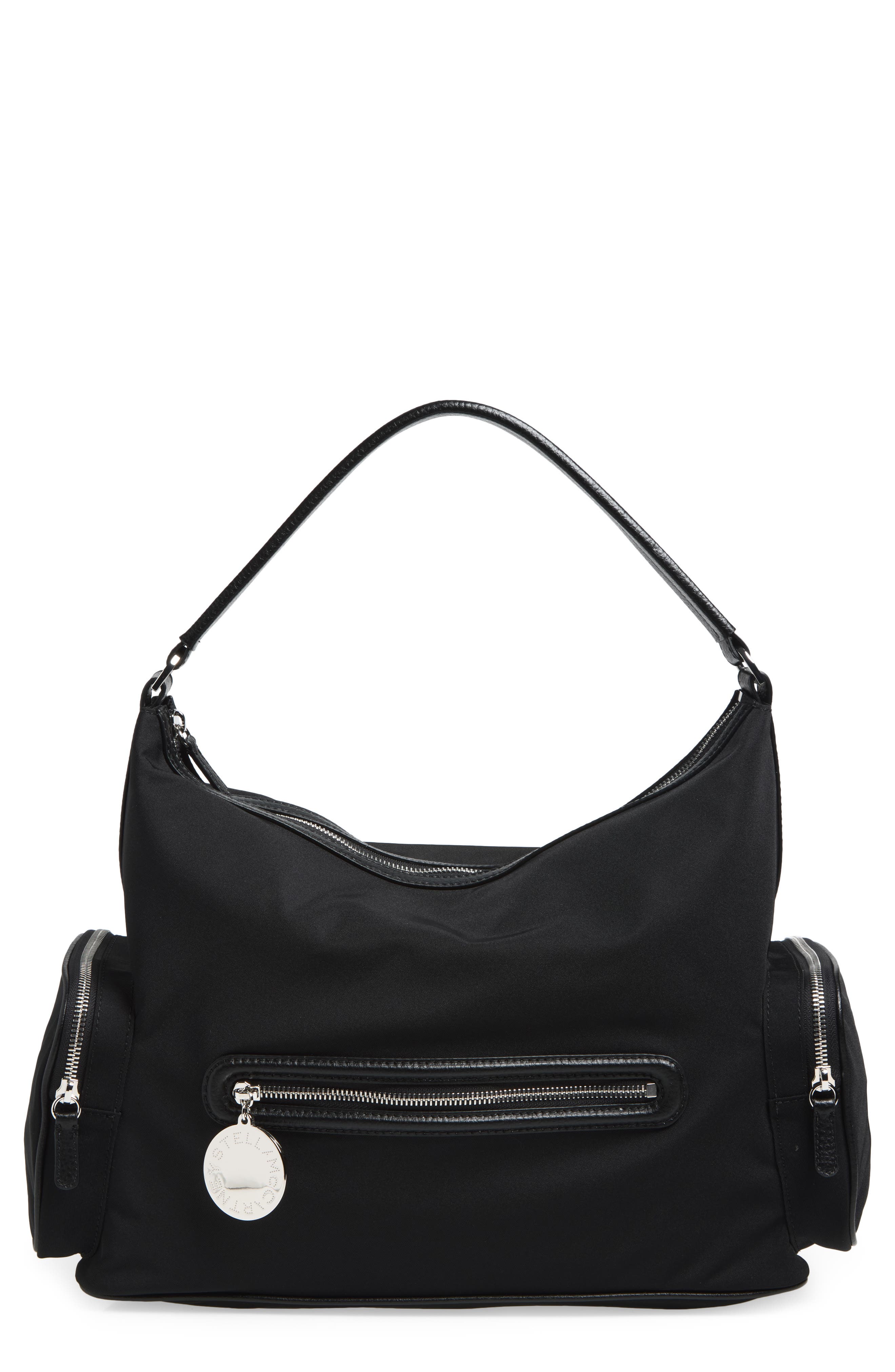 Stella McCartney Dartmoor Nylon Shoulder Bag, Main, color, Ultra Black