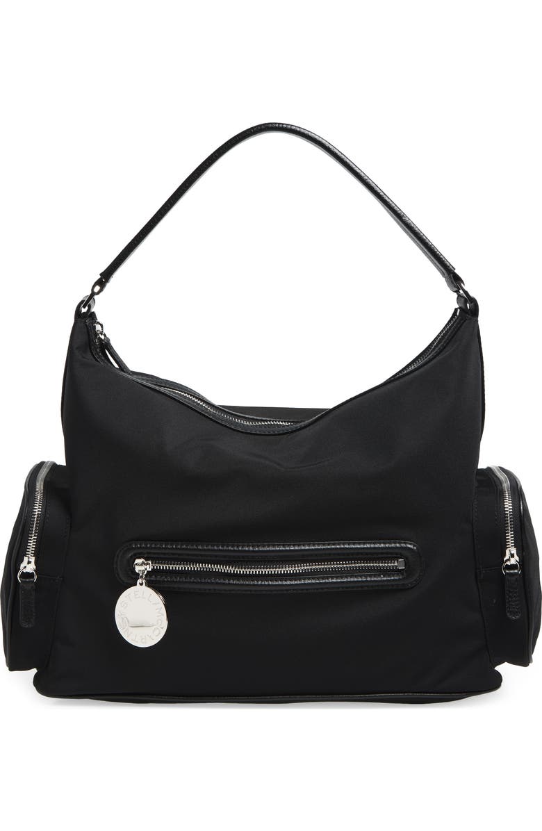 Stella McCartney Dartmoor Nylon Shoulder Bag, Main, color, Ultra Black