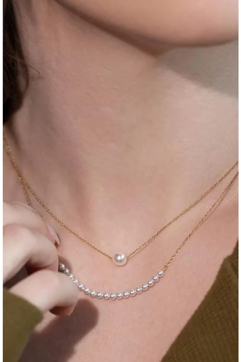 18K Gold Plated Sterling Silver Perfect Pearl Pair Necklace Set Gift Idea, Alternate, color, Gold