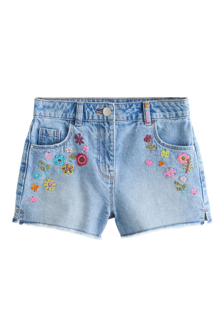 Kids' Embroidered Floral Denim Shorts, Main, color, BLUE