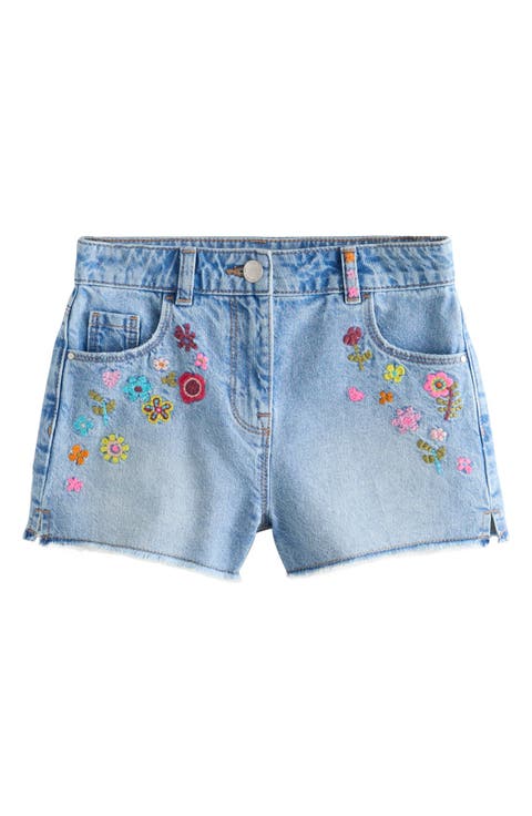 Kids' Embroidered Floral Denim Shorts (Little Kid & Big Kid)