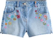 NEXT Kids' Embroidered Floral Denim Shorts