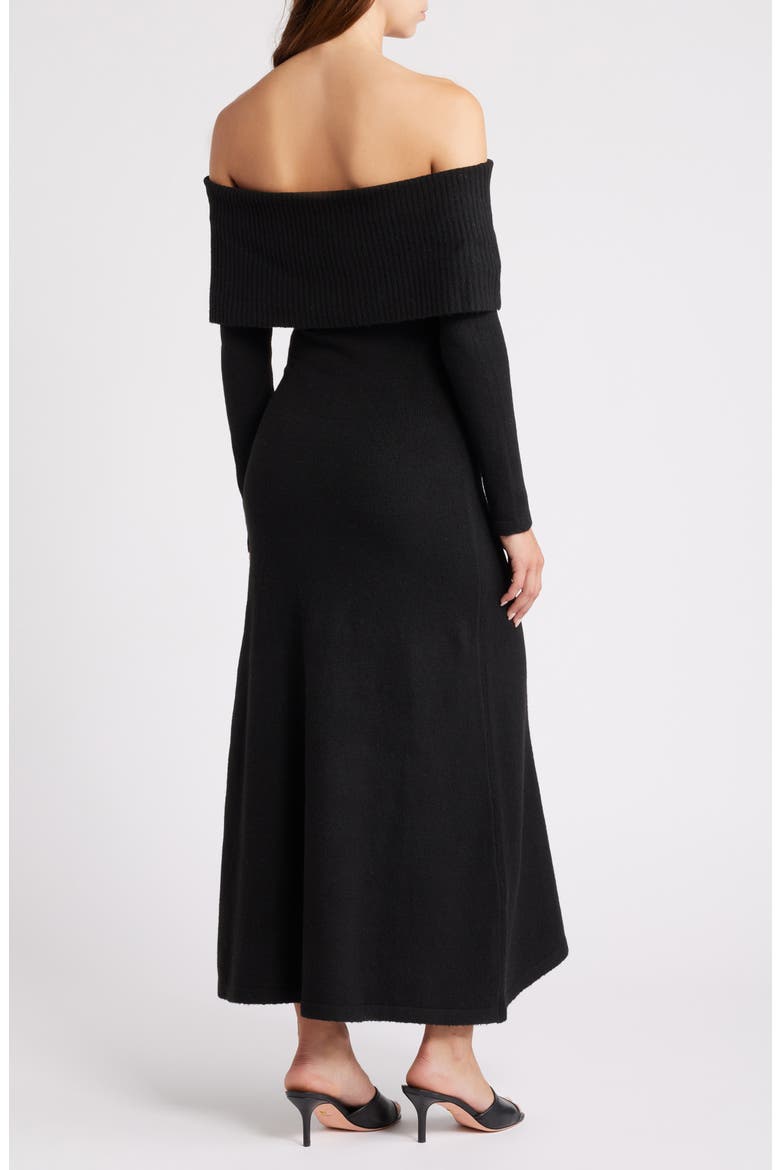 Off the Shoulder Long Sleeve Knit Dress, Alternate, color, BLACK