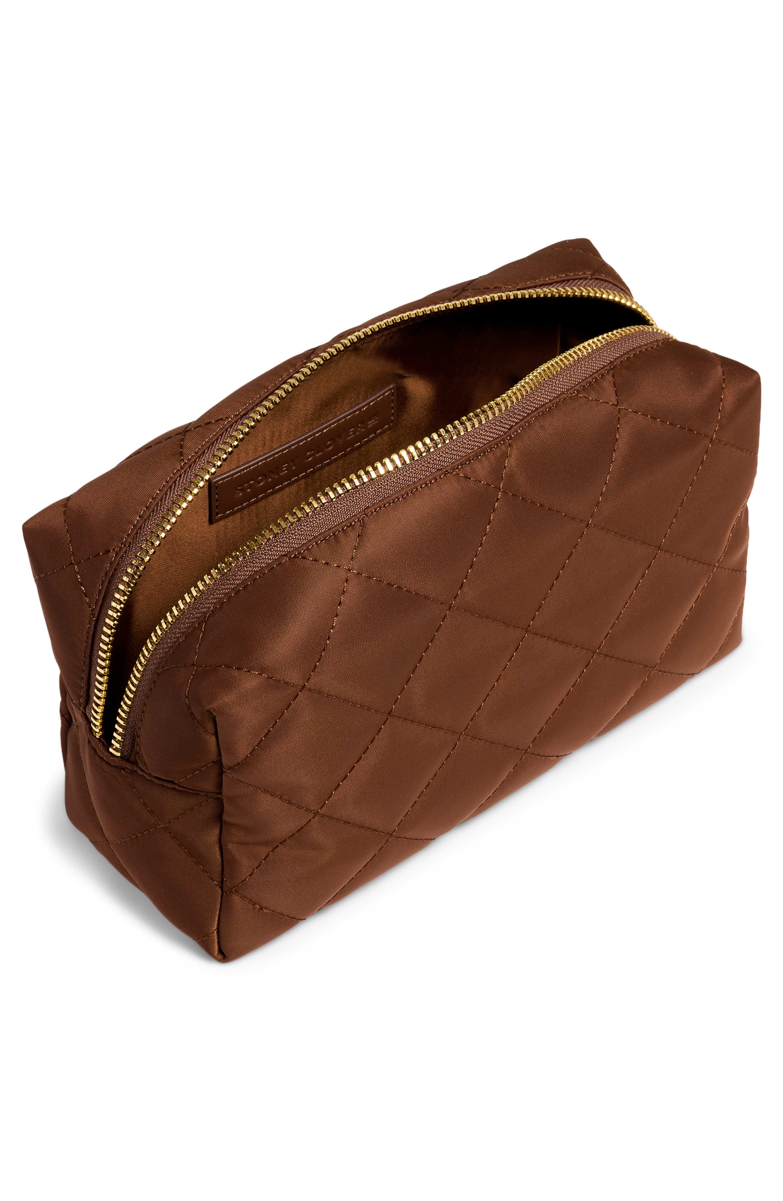 Stoney Clover Lane Quilted Satin Pouch, Alternate, color, Espresso