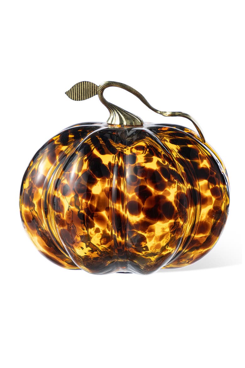 9.5"D Amber Dots Glass Pumpkin, Main, color, Black
