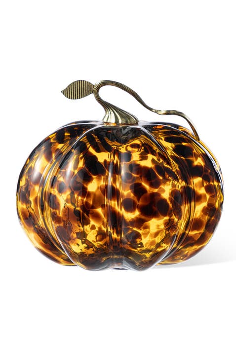 9.5"D Amber Dots Glass Pumpkin