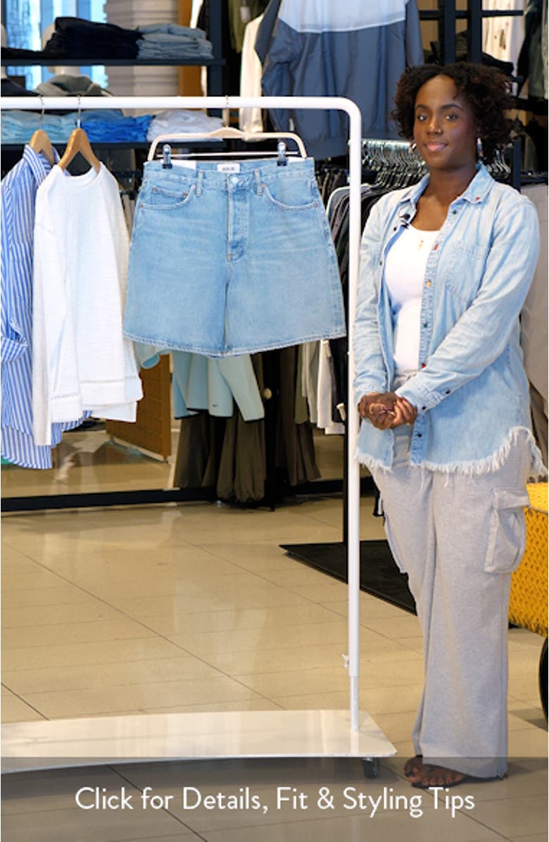 Dame High Waist Mid Length Relaxed Denim Shorts, sales video thumbnail