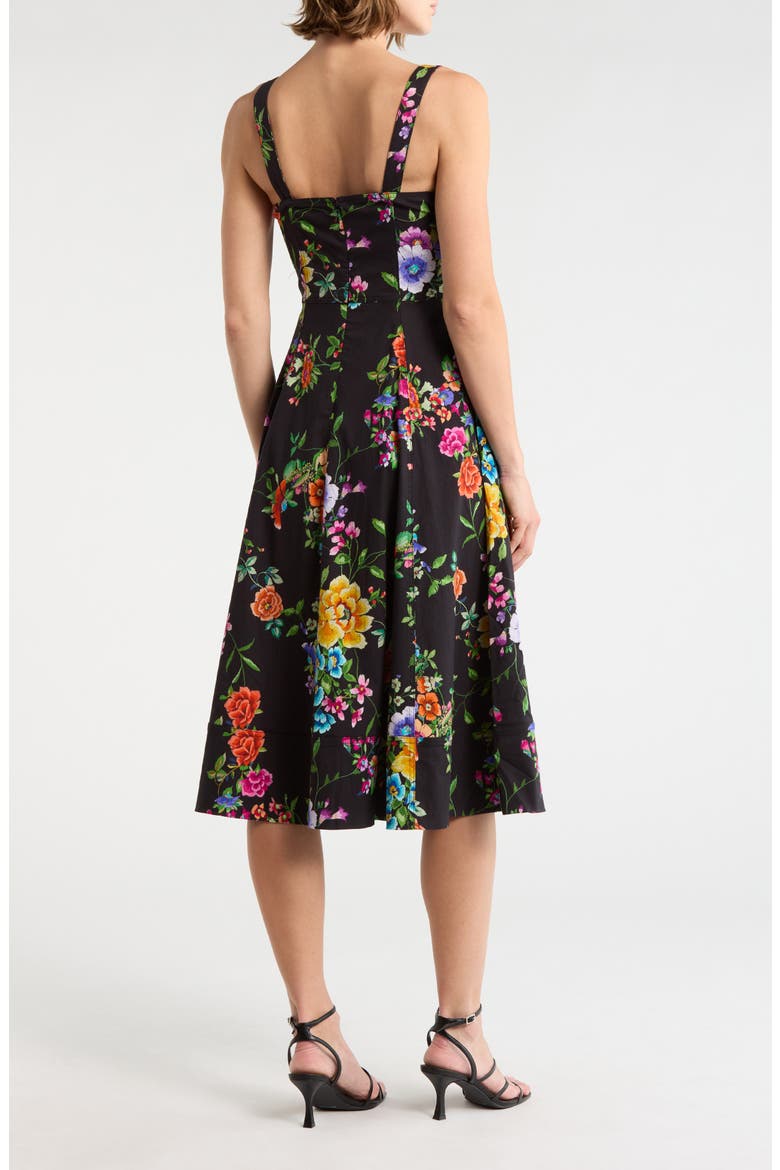 Fit and Flare Sweetheart Dress, Alternate, color, BLACK ZINNIA FLORAL