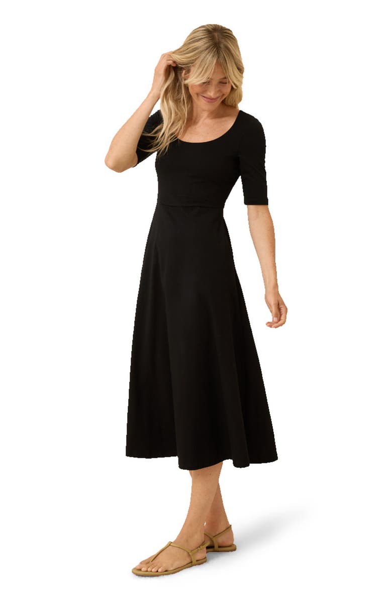 Pact Fit & Flare Signature Scoop Dress Made With Organic Cotton, Alternate, color, Black