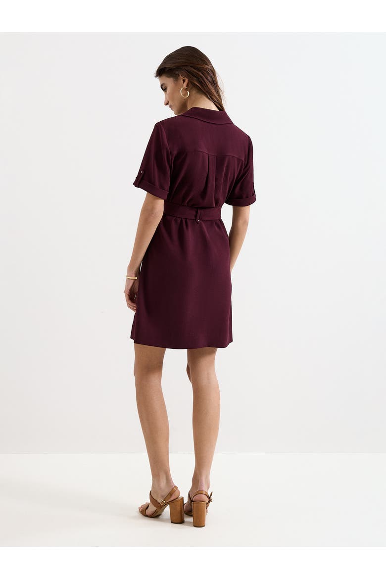 Marlina Belted Mini Shirt Dress, Alternate, color, Burgundy