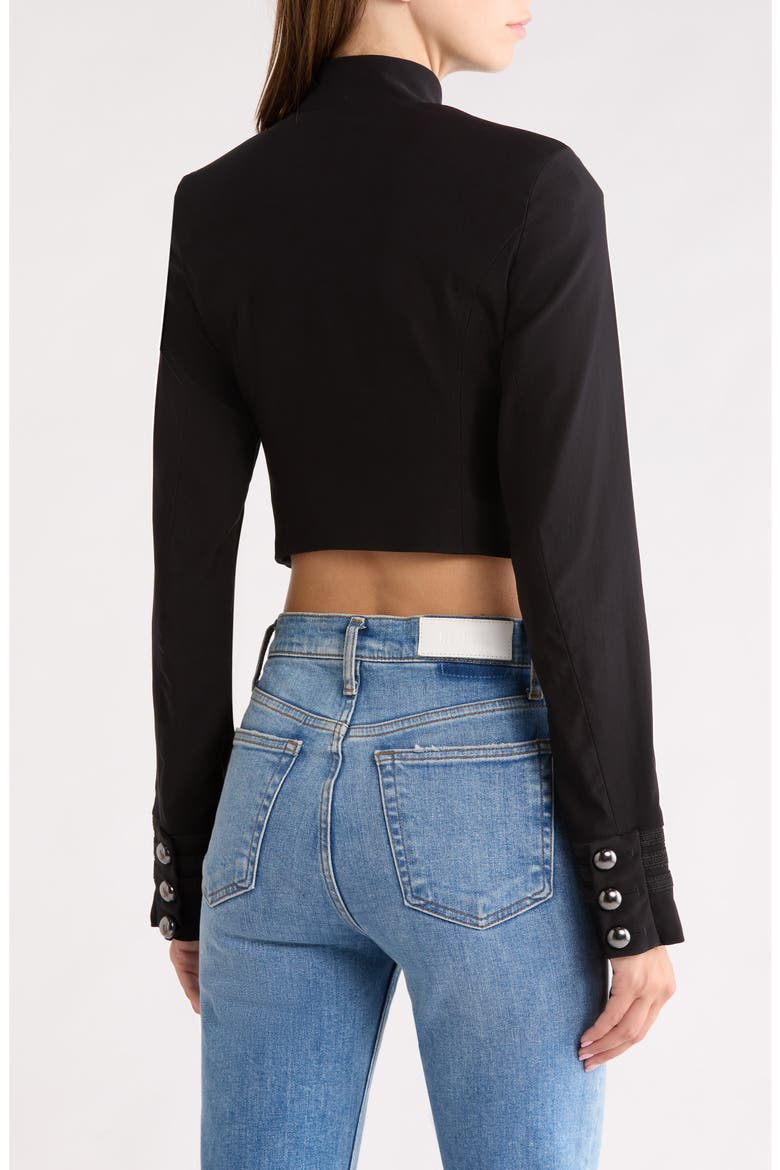 Gracyn Crop Fitted Band Jacket, Alternate, color, NOIR