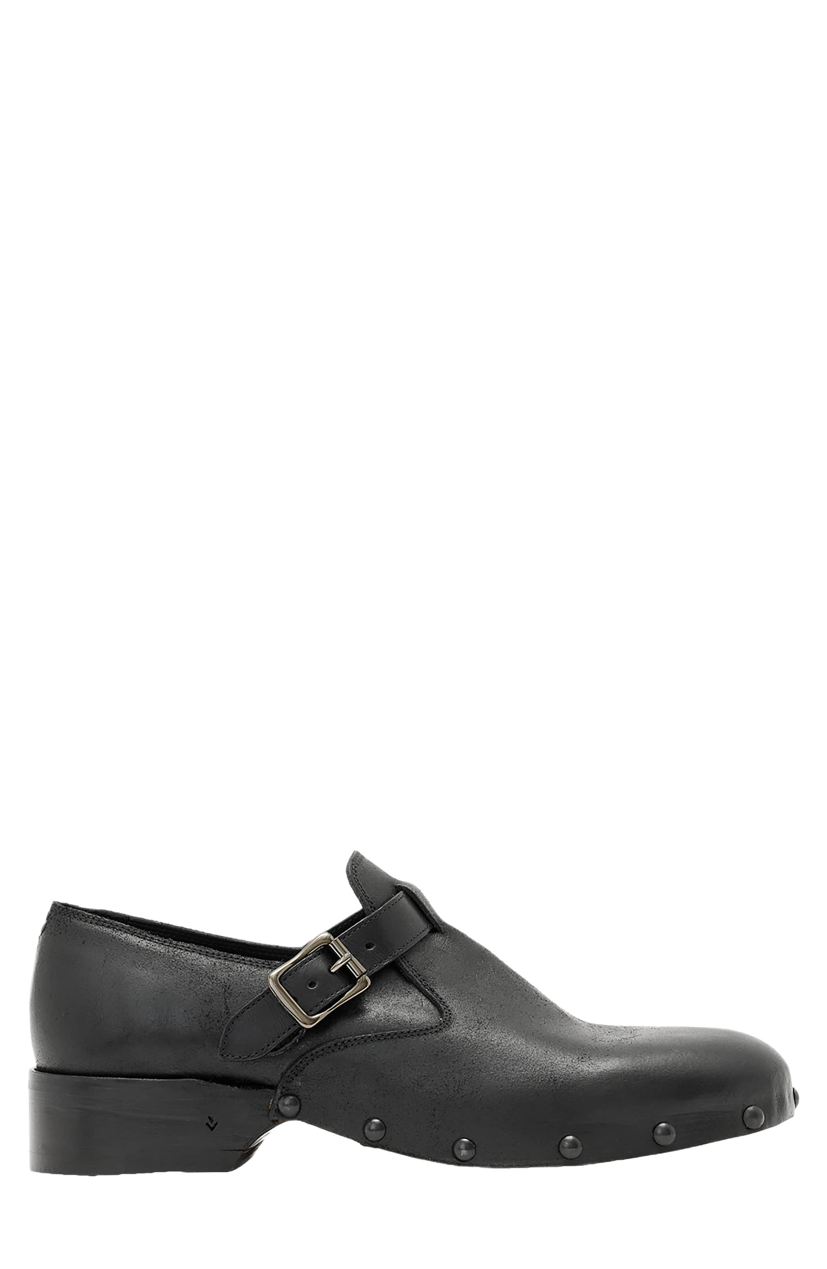 Verlaine Leather Buckle Clog, Alternate, color, MINERAL BLACK