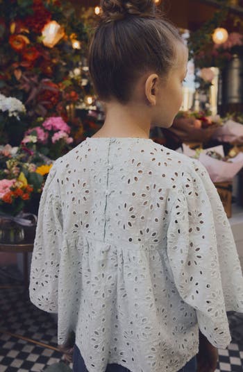 Kids' Embroidered Eyelet Angel Sleeve Cotton Top