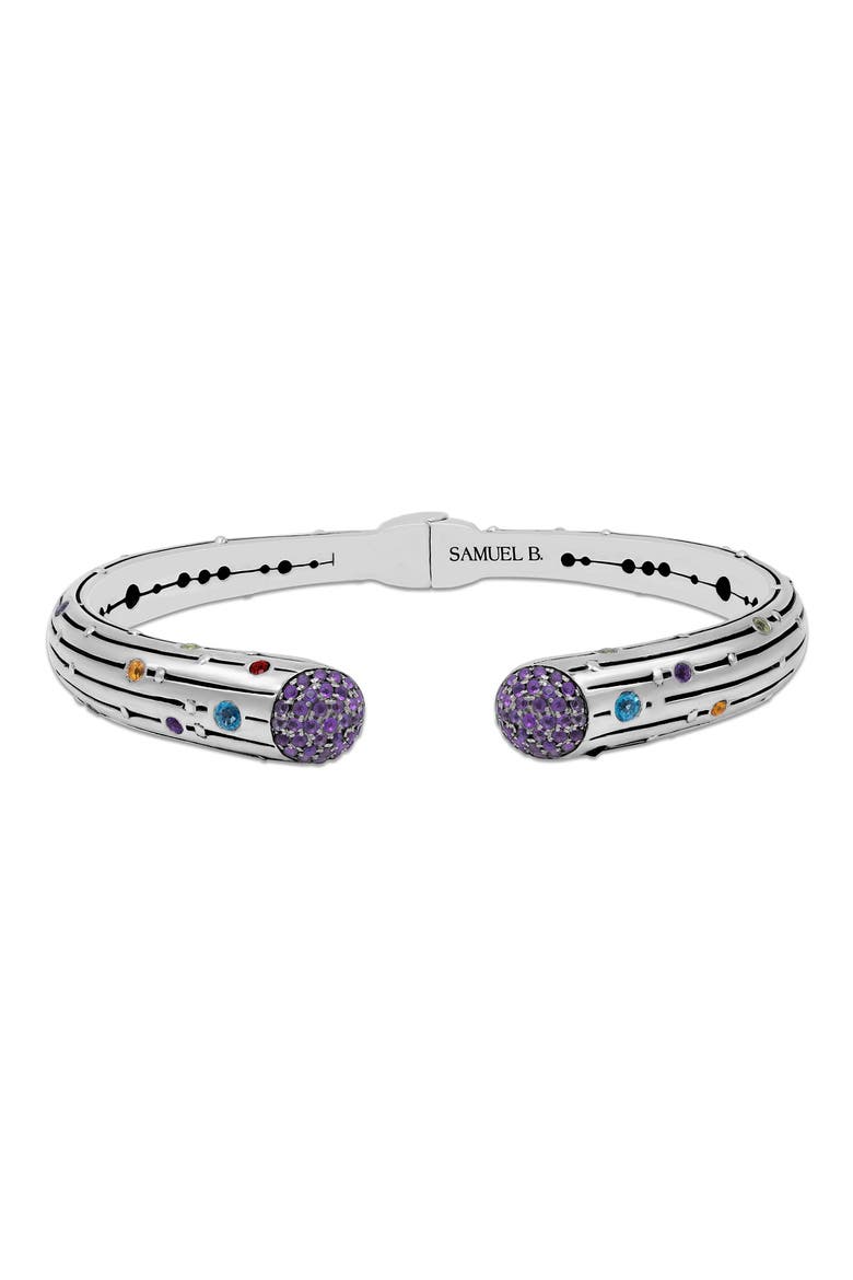 Multi Stone Scattered Bangle Bracelet, Main, color, SILVER MULTI