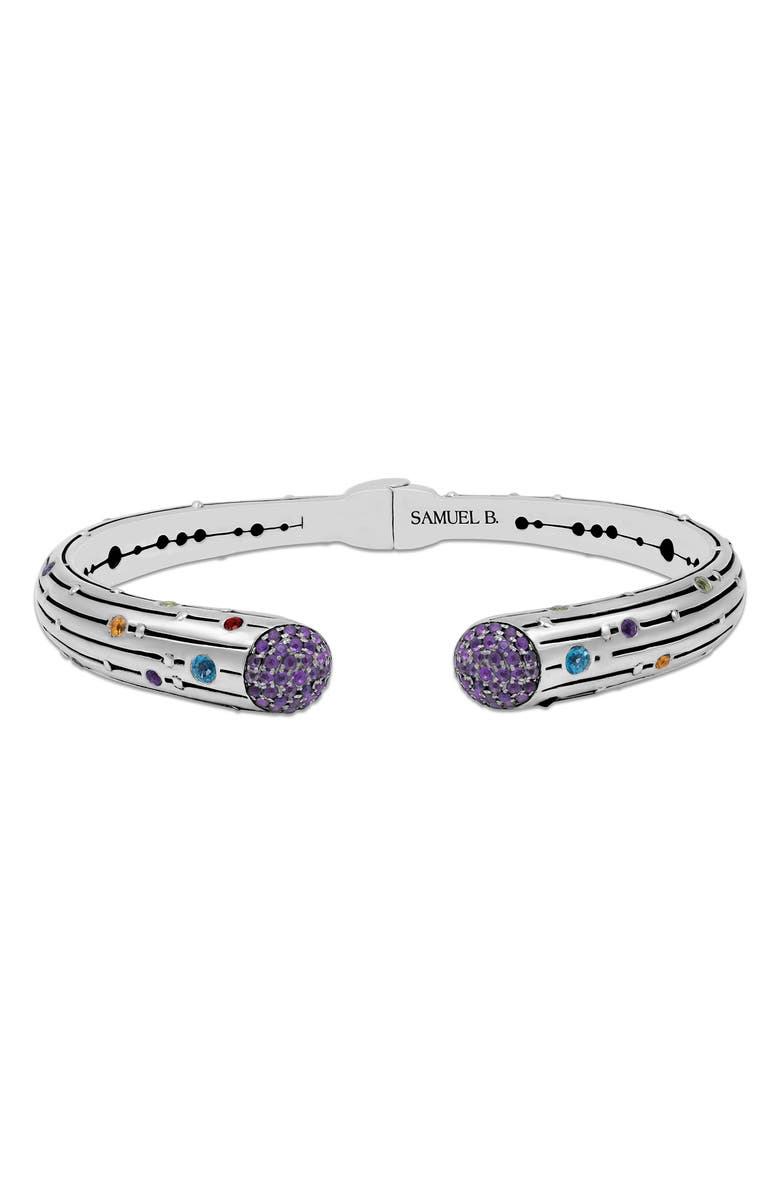 SAMUEL B. Multi Stone Scattered Bangle Bracelet, Main, color, Silver Multi