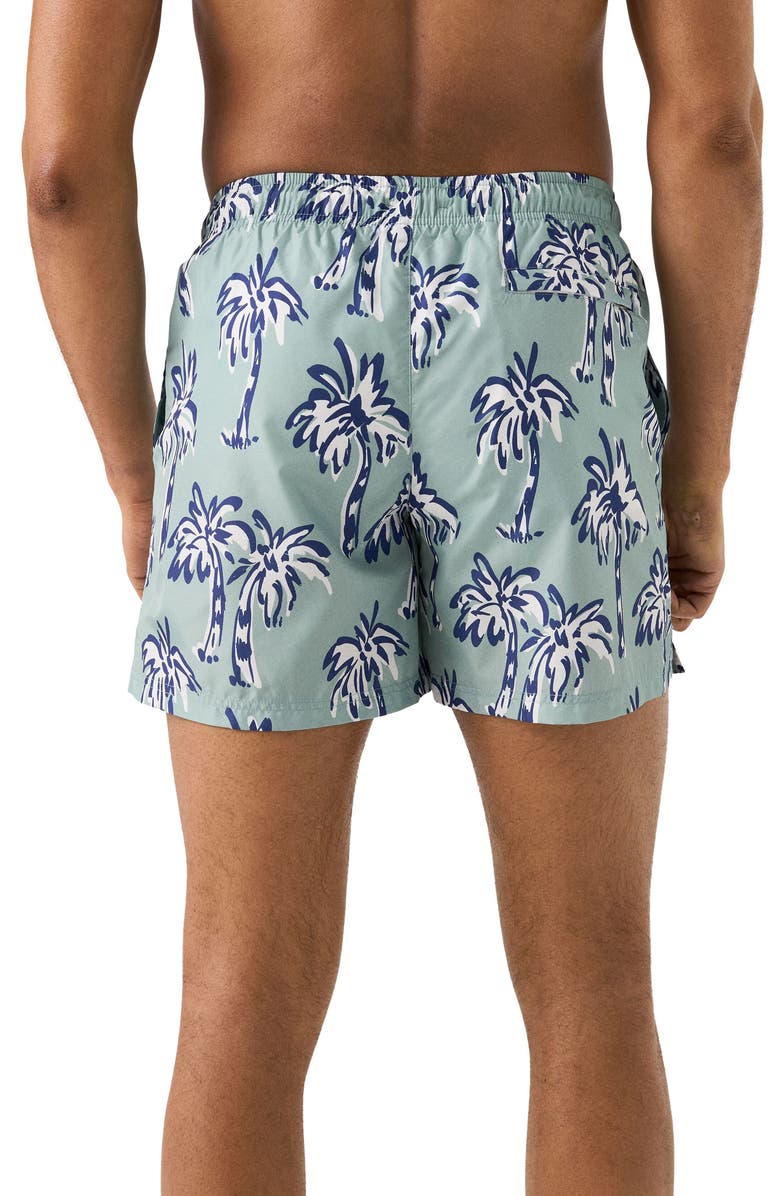 Eton Palm Tree Swim Trunks, Alternate, color, Medium Green